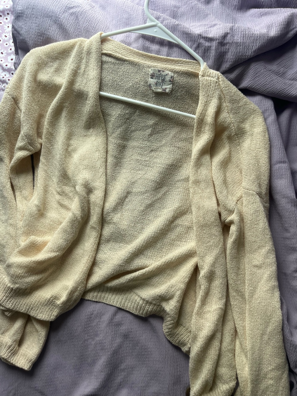 Hippie Rose Light Cream Open-Front Women’s Cardigan